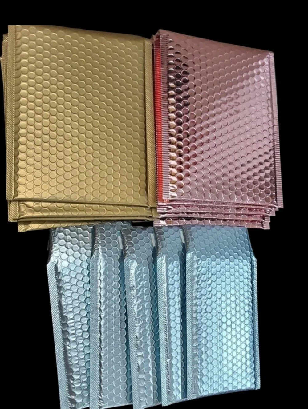 15ct. Metallic Bubble Mailer Set - Gold, Rose Gold, Ice Blue 4x8,6.5x10 And 7x10